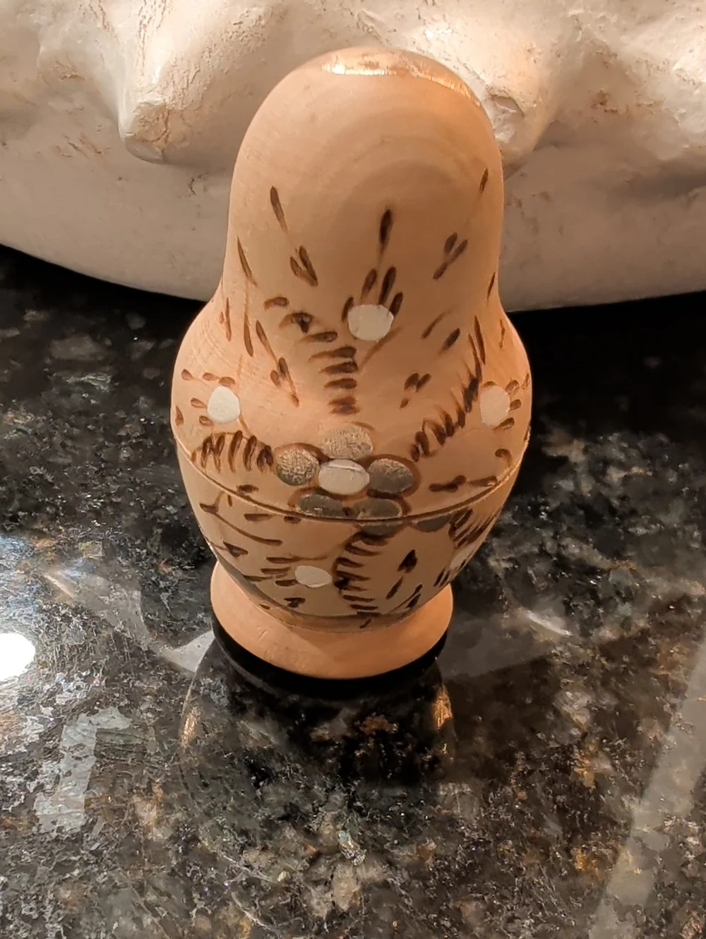 Hand-Painted Beige Matryoshka-Style Bird Toy